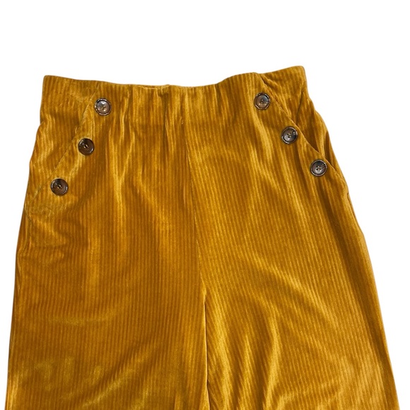 Derek Heart Ribbed Wide Leg Crop Pants in Marigold - Picture 4 of 8